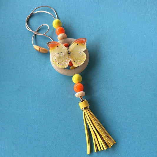 Yellow Butterfly Car Dangle